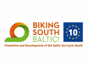Logo projektu "Biking South Baltic! Promocja i rozwój Trasy Rowerowej Morza Bałtyckiego (EuroVelo 10) w Danii, Niemczech, Litwie, Polsce i Szwecji” 