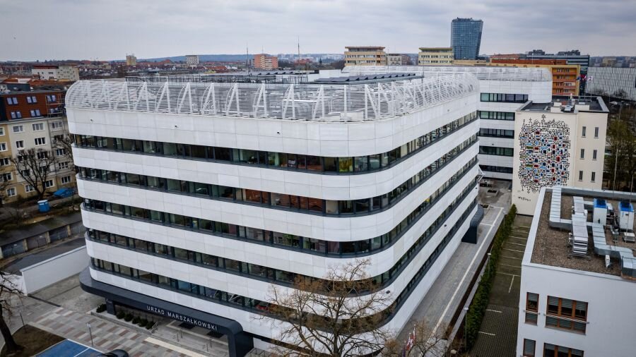 Urząd Marszałkowski w Szczecinie z lotu ptaka.