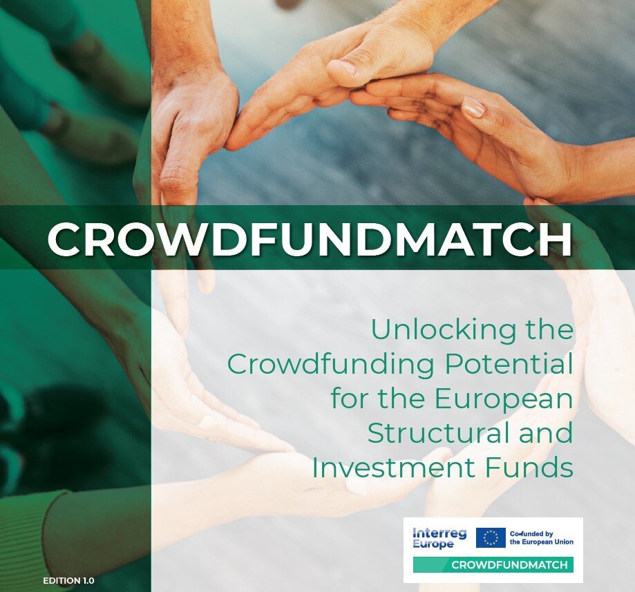 Grafika przedstawiająca okładke broszury projektu CROWDFUNDMATCH