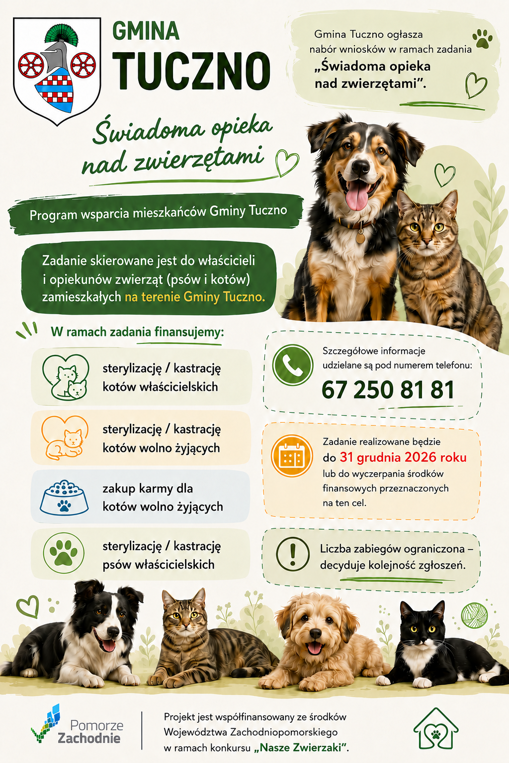 pies i kot na zdjęciu, informacja na temat programu świadomej opieki nad zwierzętami w ramach konkursu Nasze zwierzaki