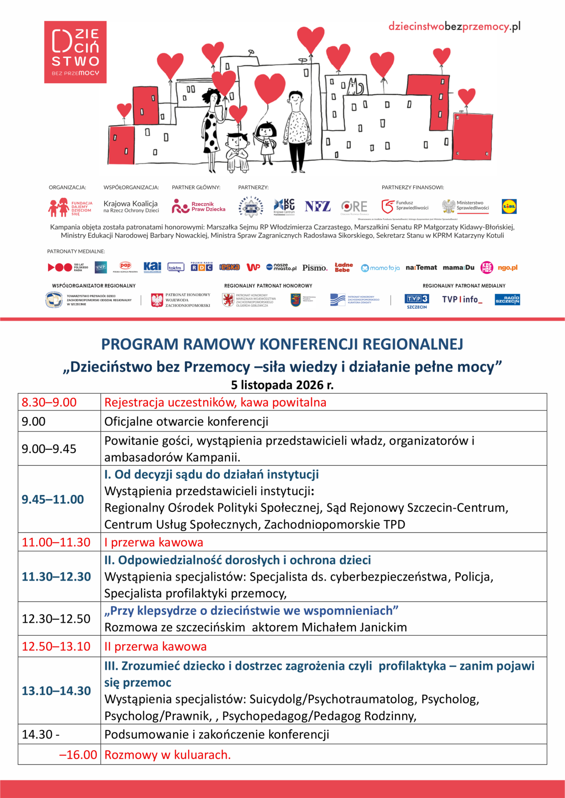 Ramowy program konferencji Dzieciństwo bez Przemocy -siła wiedzy i działanie pełne mocy